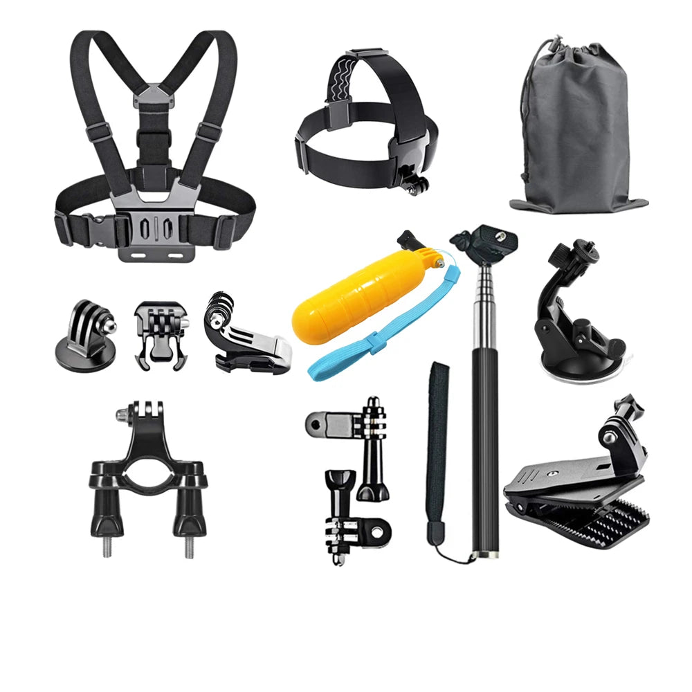 Accesorios para cámara de acción GoPro Hero 9, 8, 7, 5 y 4, mochila DJI Osmo Action, ventosa para montura de cristal, funda 4K y casco.