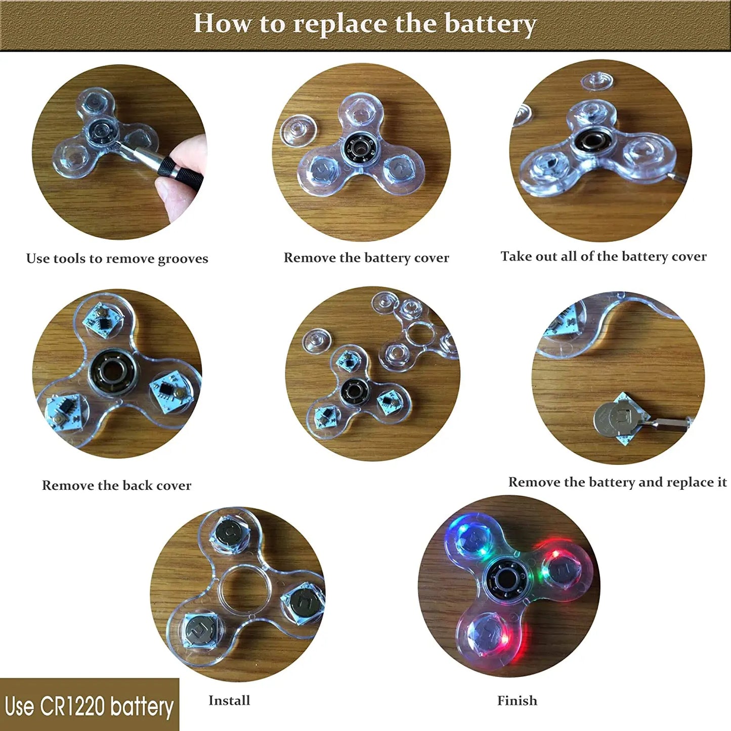 Fidget Spinner de mano con luz LED luminosa de cristal que brilla en la oscuridad, juguetes EDC para aliviar el estrés, giroscopio cinético para niños.