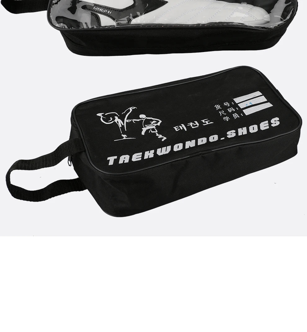 GINGPAI - Zapatos de Taekwondo transpirables con tiras blancas, zapatillas de artes marciales para niños, calzado deportivo para entrenamiento profesional y competición