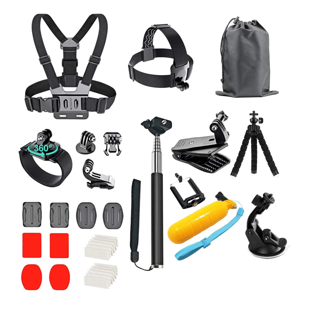 Accesorios para cámara de acción GoPro Hero 9, 8, 7, 5 y 4, mochila DJI Osmo Action, ventosa para montura de cristal, funda 4K y casco.