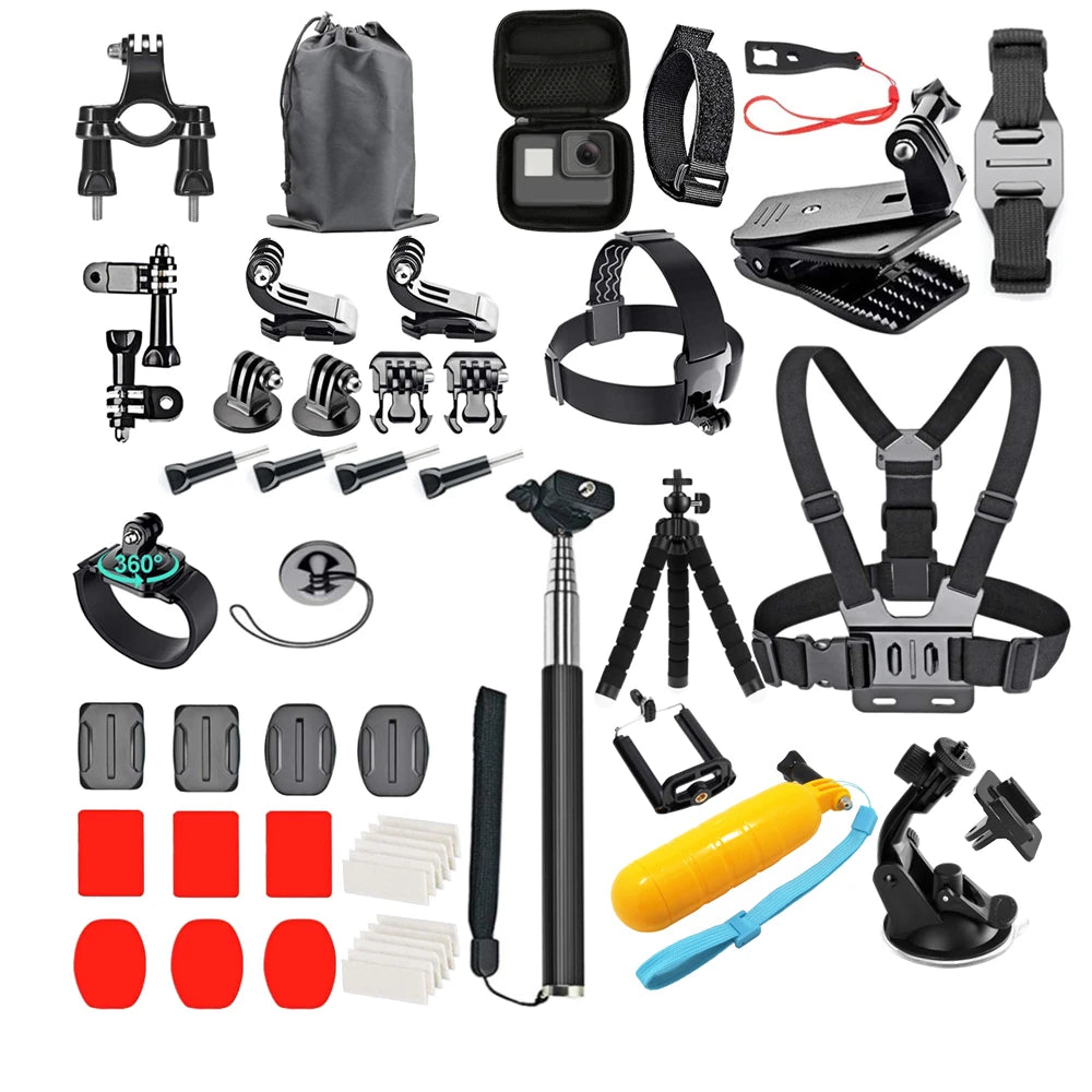 Accesorios para cámara de acción GoPro Hero 9, 8, 7, 5 y 4, mochila DJI Osmo Action, ventosa para montura de cristal, funda 4K y casco.