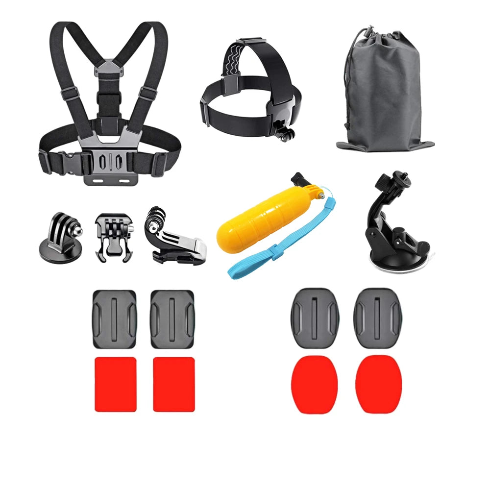 Accesorios para cámara de acción GoPro Hero 9, 8, 7, 5 y 4, mochila DJI Osmo Action, ventosa para montura de cristal, funda 4K y casco.