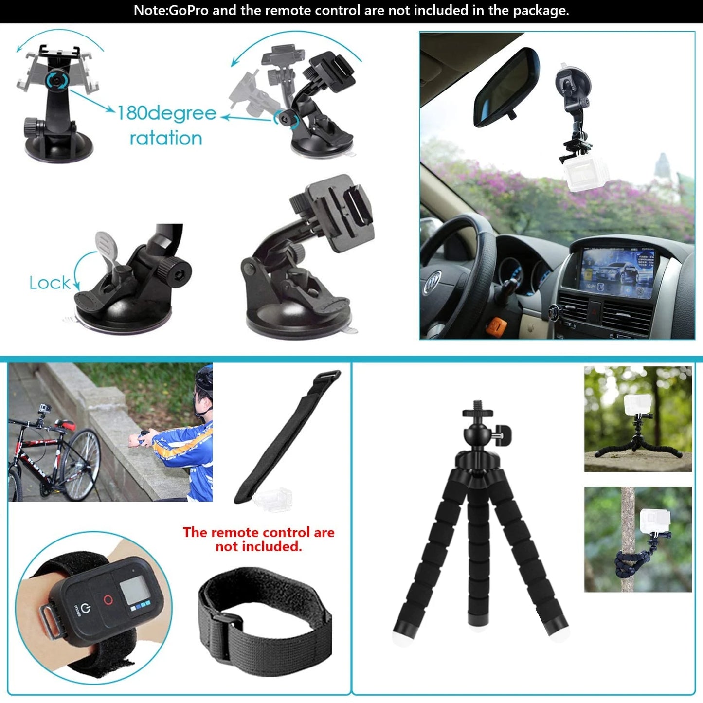 Accesorios para cámara de acción GoPro Hero 9, 8, 7, 5 y 4, mochila DJI Osmo Action, ventosa para montura de cristal, funda 4K y casco.