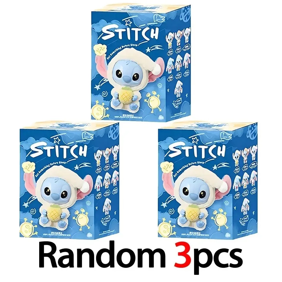 Disney Nuevo Stitch Eat Some Thing Before Sleep Series Vinyl Blind Box Bag Pendant Cute Plush Doll Mystery Box Toy Surprise Gifts