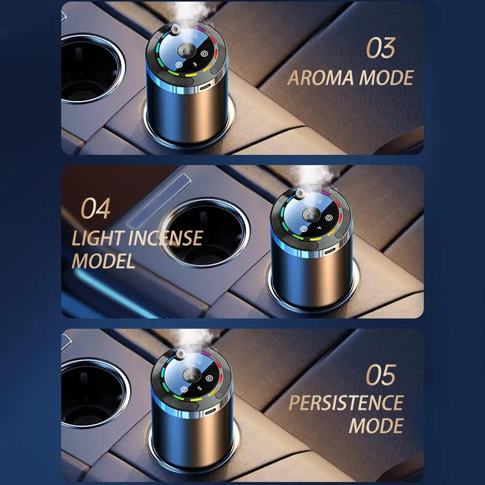 Ambientador de coche inteligente, difusor de aroma de coche recargable, 5 niveles de difusor de coche inteligente ajustable.