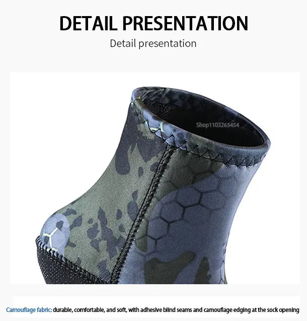 Calcetines de buceo de neopreno de 5 mm, para verano, para deportes de buceo, para surf, playa, antideslizantes, aletas de natación, resistentes a la arena y a los baños de hielo.