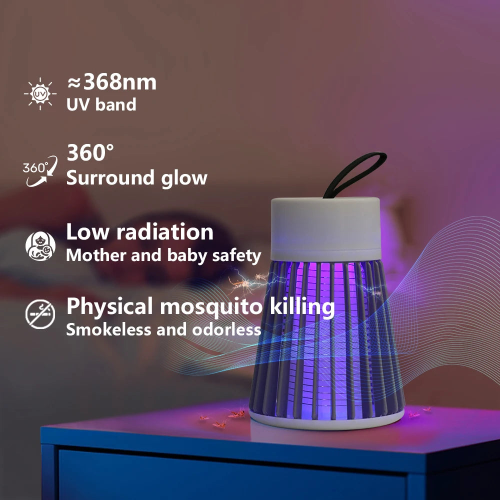 Lámpara antimosquitos con descarga eléctrica, USB, 5 V, repelente de insectos, para dormitorio, exterior