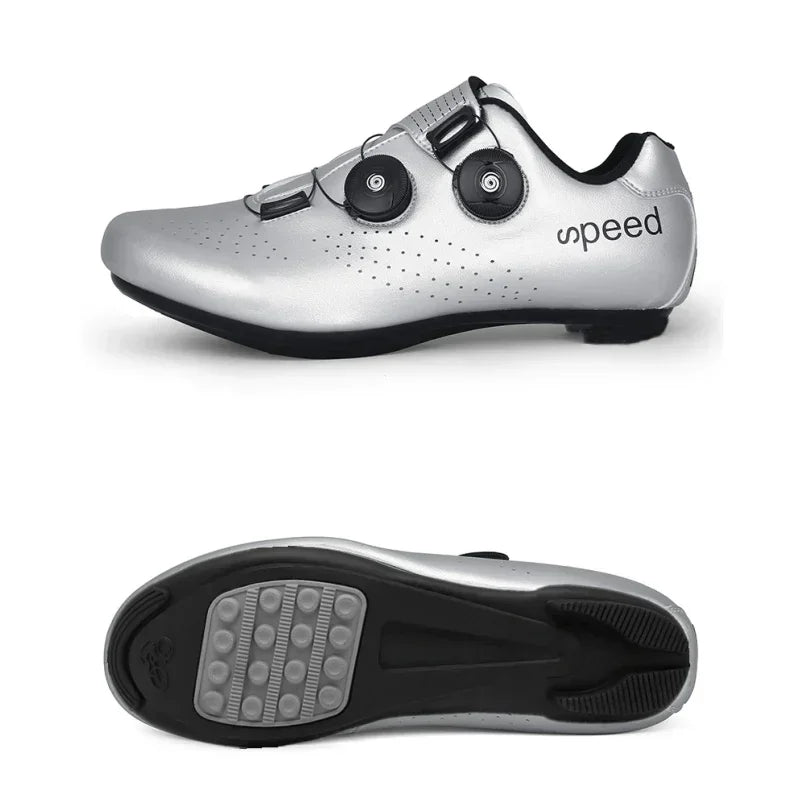 Zapatillas profesionales para hombre, ultraligeras, con doble hebilla, para ciclismo de montaña, luminosas, con calas autoblocantes