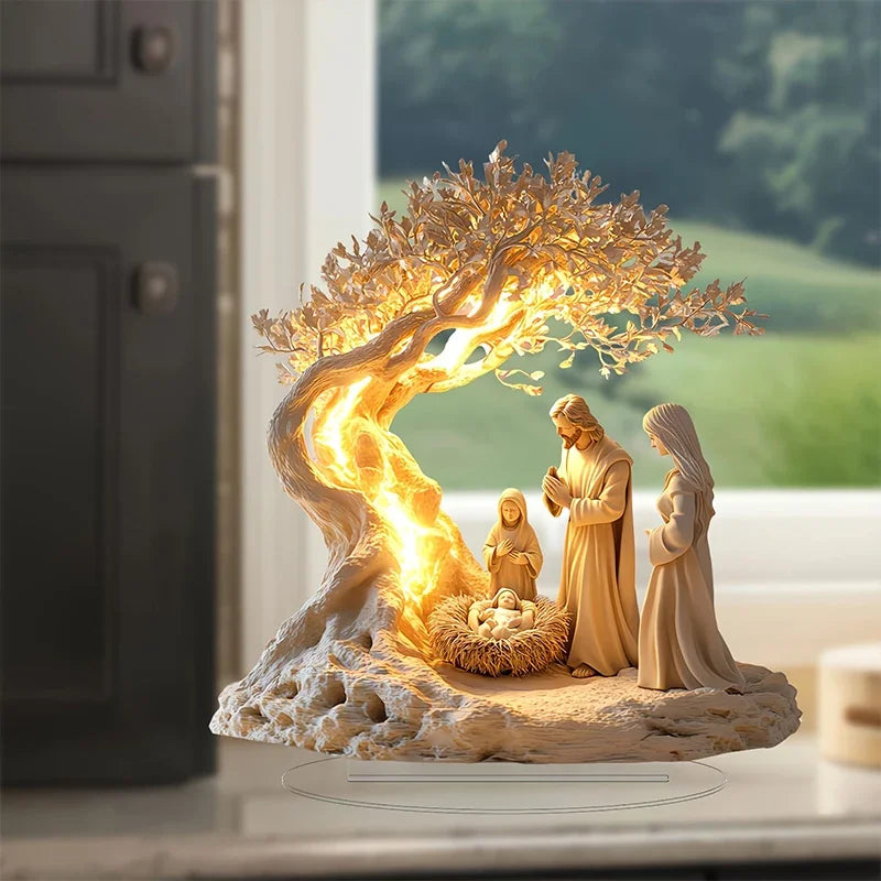 Figura de pesebre de Pascua, decoración de mesa, figura de pesebre, adorno de escritorio de madera, artesanía, decoración, iglesia, fiesta, regalo de Navidad