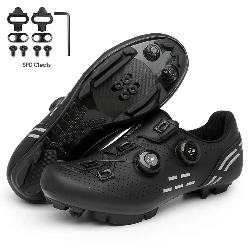 Zapatillas de ciclismo de montaña 2023 con calas para hombre y mujer, de carbono, deportivas, de velocidad, planas, SPD, para ciclismo de carretera