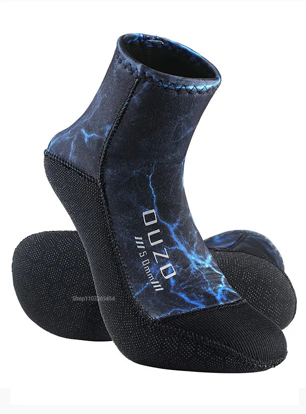 Calcetines de buceo de neopreno de 5 mm, para verano, para deportes de buceo, para surf, playa, antideslizantes, aletas de natación, resistentes a la arena y a los baños de hielo.