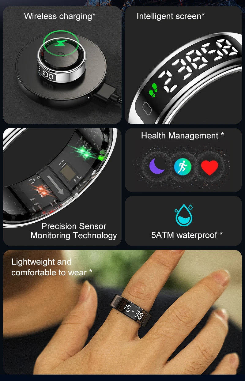 Anillo inteligente Xiaomi R12 con pantalla táctil, resistente al agua hasta 5 ATM, Bluetooth, control de gestos, carga inalámbrica, deportivo