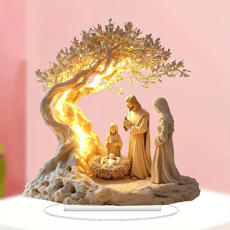 Figura de pesebre de Pascua, decoración de mesa, figura de pesebre, adorno de escritorio de madera, artesanía, decoración, iglesia, fiesta, regalo de Navidad