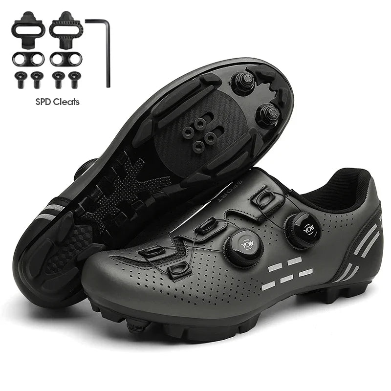 Zapatillas de ciclismo de montaña 2023 con calas para hombre y mujer, de carbono, deportivas, de velocidad, planas, SPD, para ciclismo de carretera