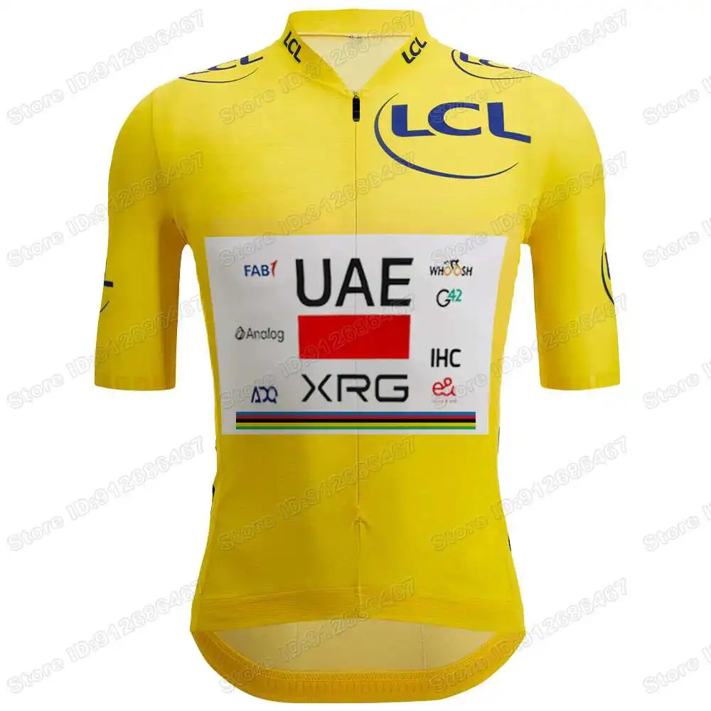 Conjunto de maillot ciclista Tadej Pogačar, campeón del mundo por equipos de los Emiratos Árabes Unidos 2025, ropa de ciclismo para hombre, camisetas de ciclismo de carretera, traje, pantalones cortos con tirantes