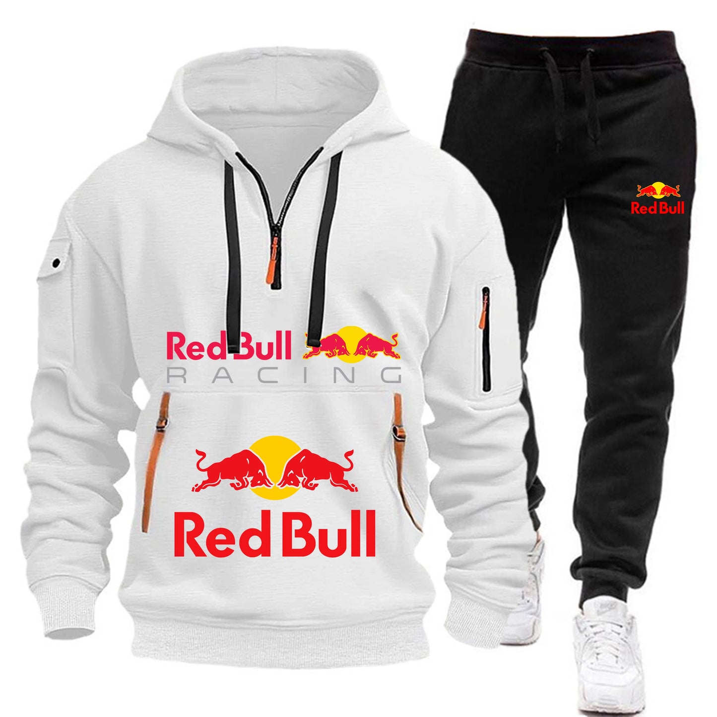 Conjunto de sudadera con capucha y pantalones deportivos Red Bull Racing para hombre, otoño/invierno, 2 piezas, con cremallera y múltiples bolsillos, muy vendido.