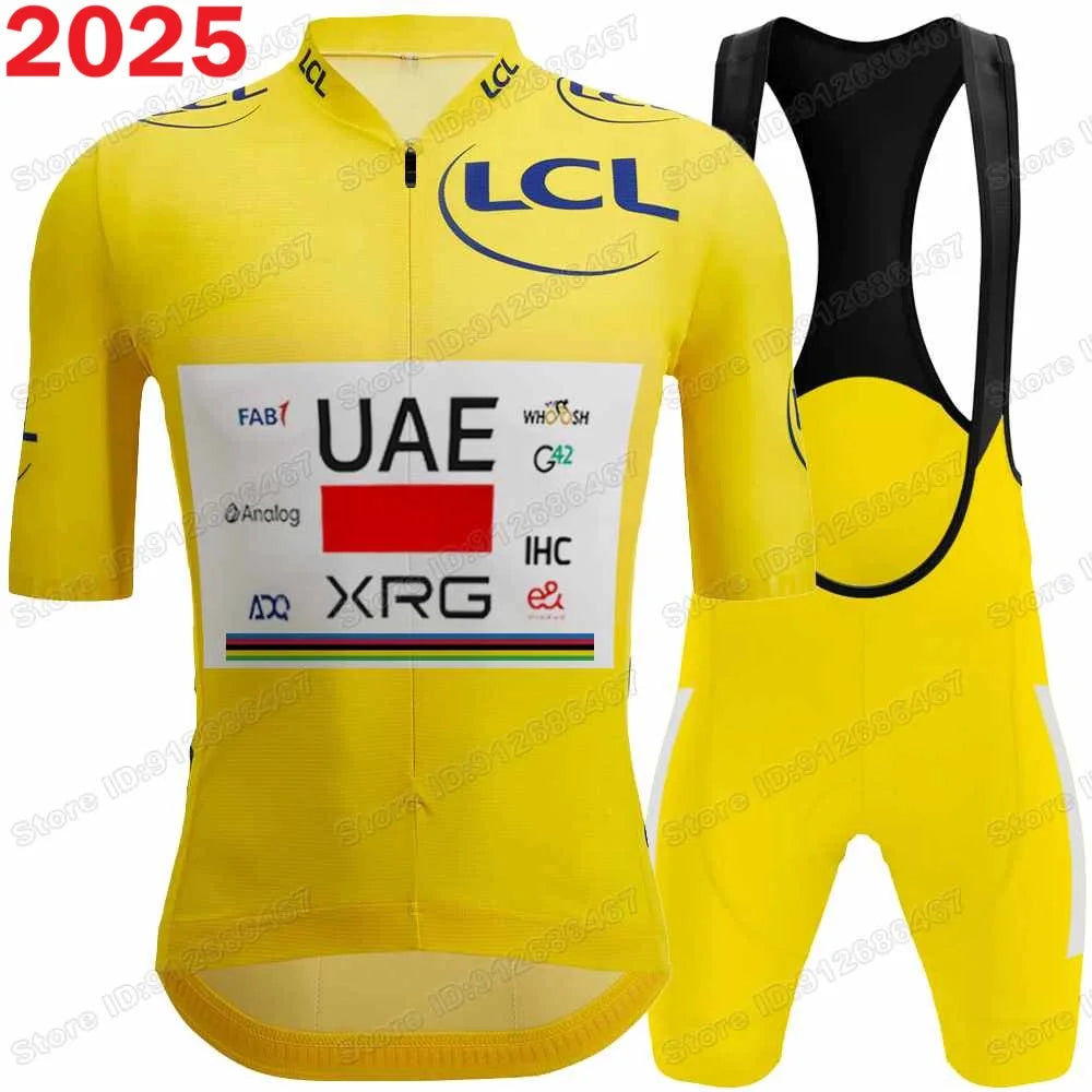 Conjunto de maillot ciclista Tadej Pogačar, campeón del mundo por equipos de los Emiratos Árabes Unidos 2025, ropa de ciclismo para hombre, camisetas de ciclismo de carretera, traje, pantalones cortos con tirantes