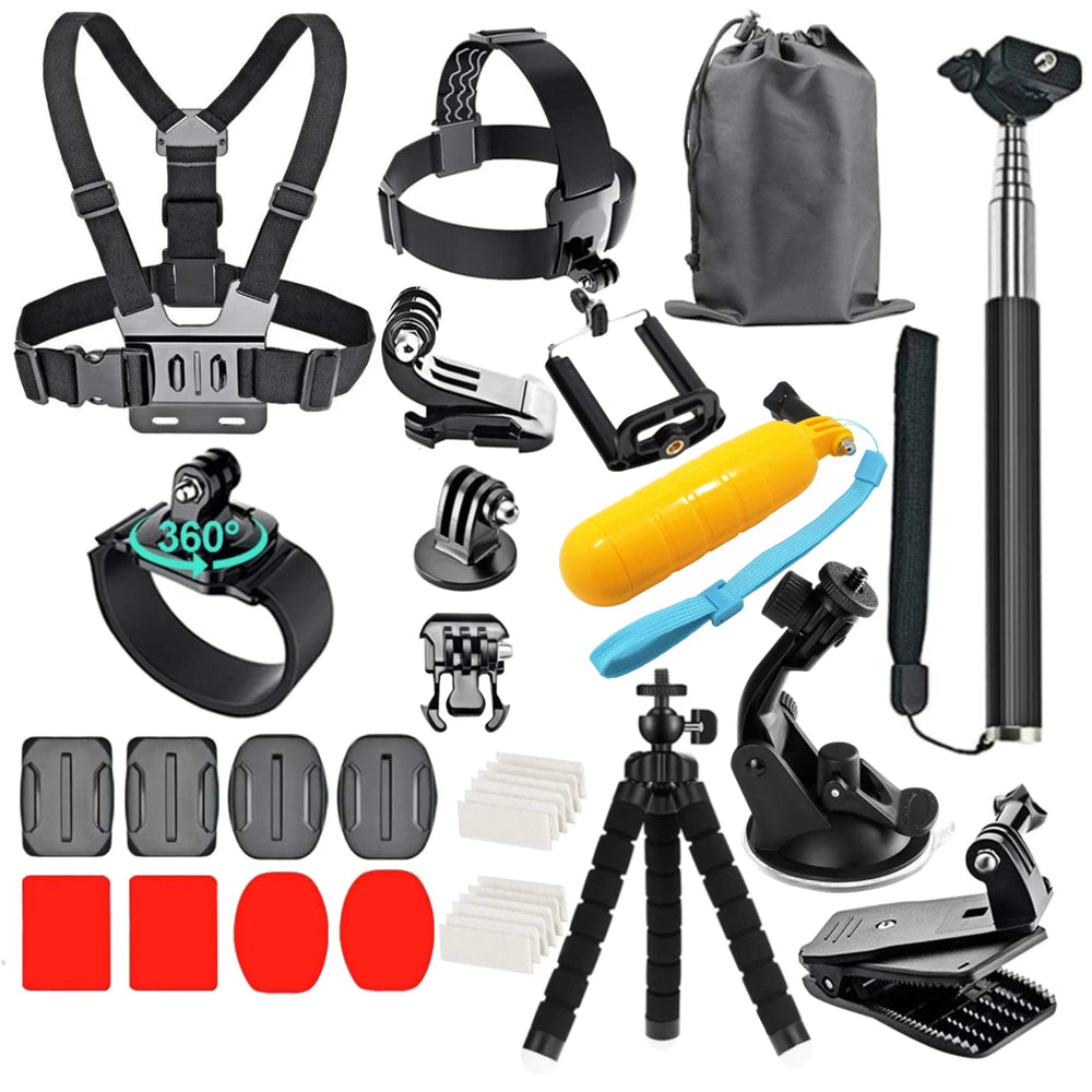 Accesorios para cámara de acción GoPro Hero 9, 8, 7, 5 y 4, mochila DJI Osmo Action, ventosa para montura de cristal, funda 4K y casco.