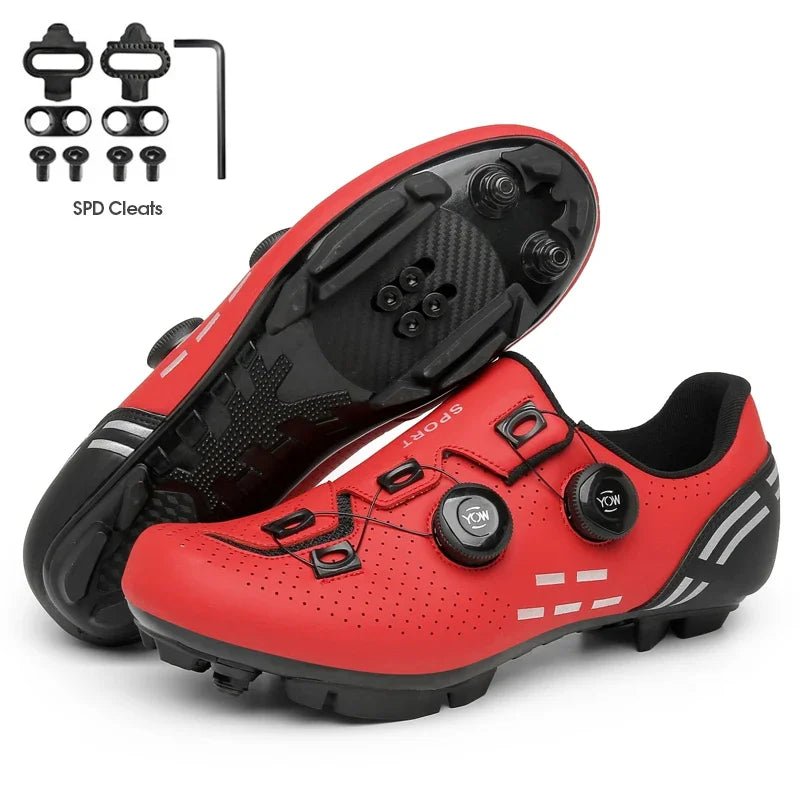 Zapatillas de ciclismo de montaña 2023 con calas para hombre y mujer, de carbono, deportivas, de velocidad, planas, SPD, para ciclismo de carretera