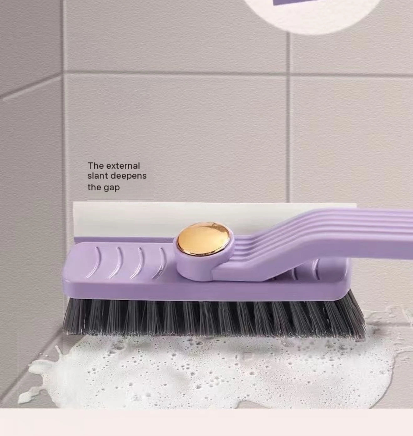 Cepillo multiusos para limpiar azulejos, con cerdas duras y rotación de 360°, ideal para suelos y paredes de baño y cocina.