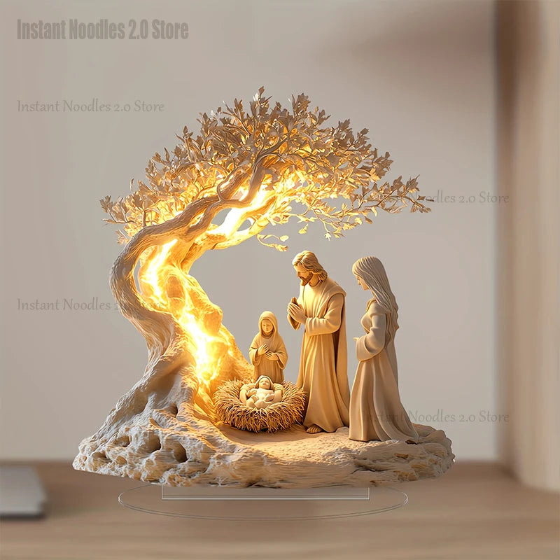 Figura de pesebre de Pascua, decoración de mesa, figura de pesebre, adorno de escritorio de madera, artesanía, decoración, iglesia, fiesta, regalo de Navidad