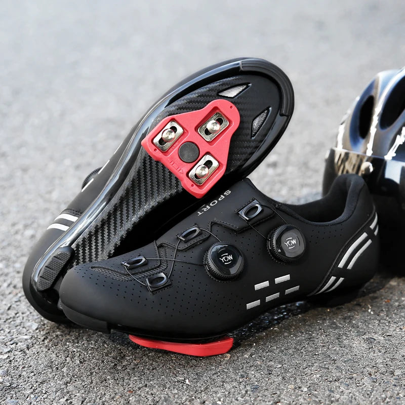Zapatillas de ciclismo de montaña 2023 con calas para hombre y mujer, de carbono, deportivas, de velocidad, planas, SPD, para ciclismo de carretera