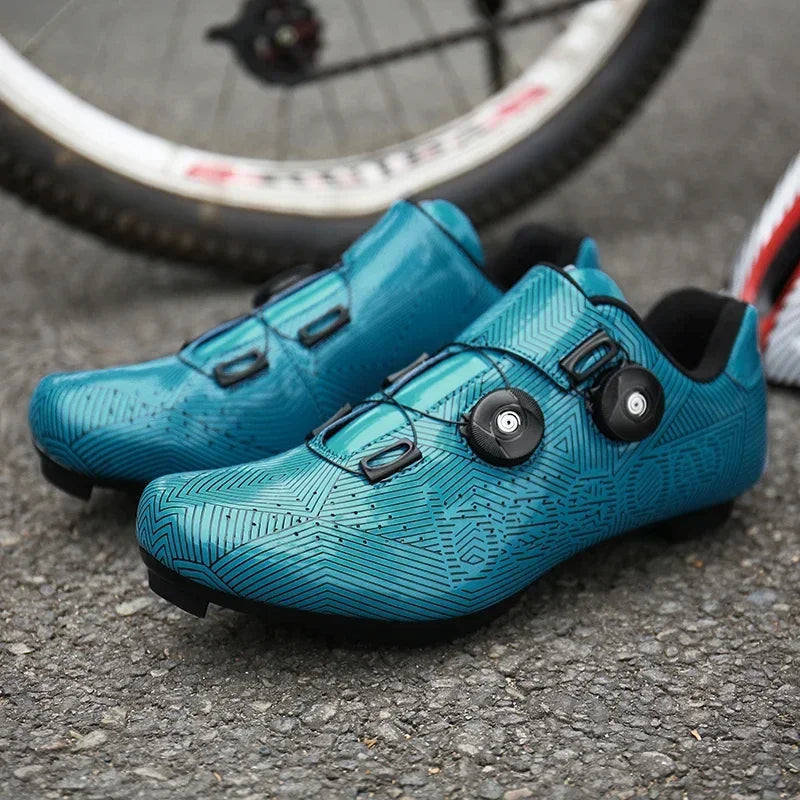 Zapatillas profesionales para hombre, ultraligeras, con doble hebilla, para ciclismo de montaña, luminosas, con calas autoblocantes