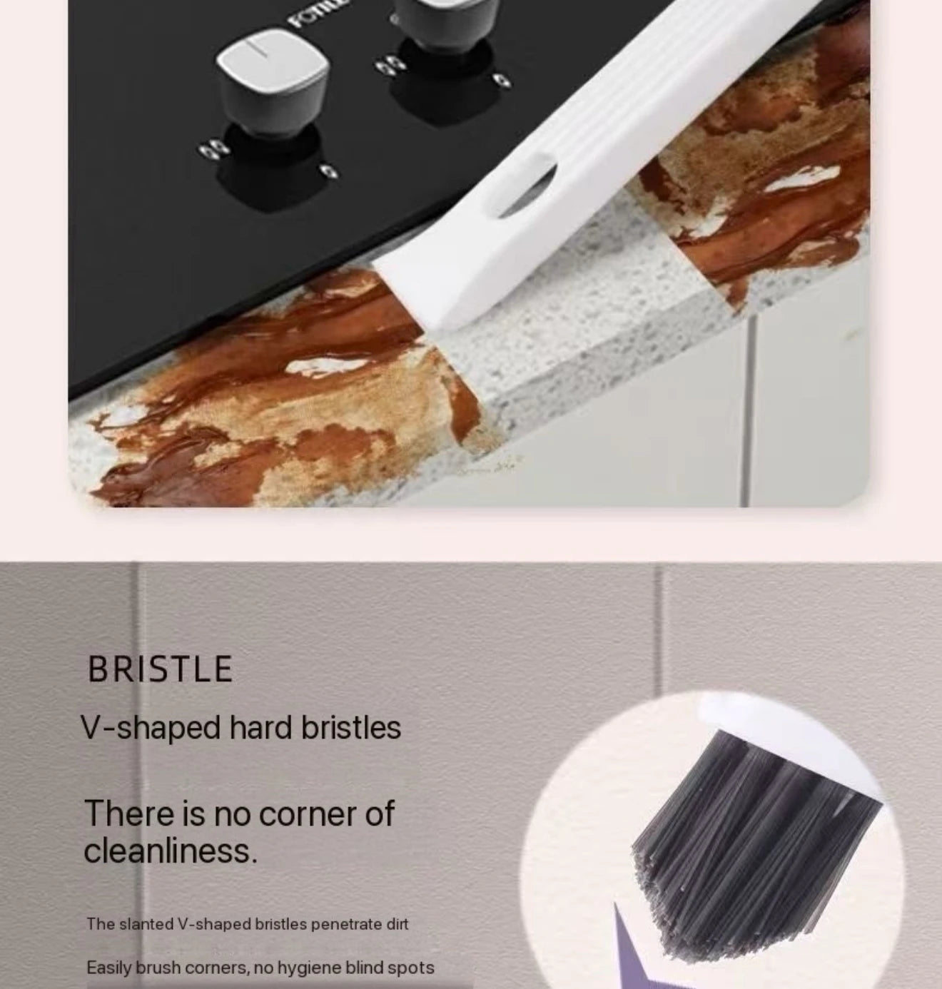 Cepillo multiusos para limpiar azulejos, con cerdas duras y rotación de 360°, ideal para suelos y paredes de baño y cocina.