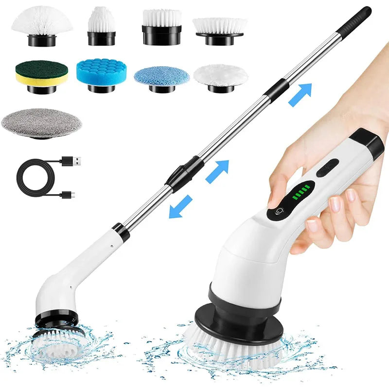 Fregador giratorio inalámbrico para el hogar, aparatos de cocina, cepillos para el cabello, escobas de baño, fregonas de inodoro, cepillo de limpieza eléctrico multiusos.