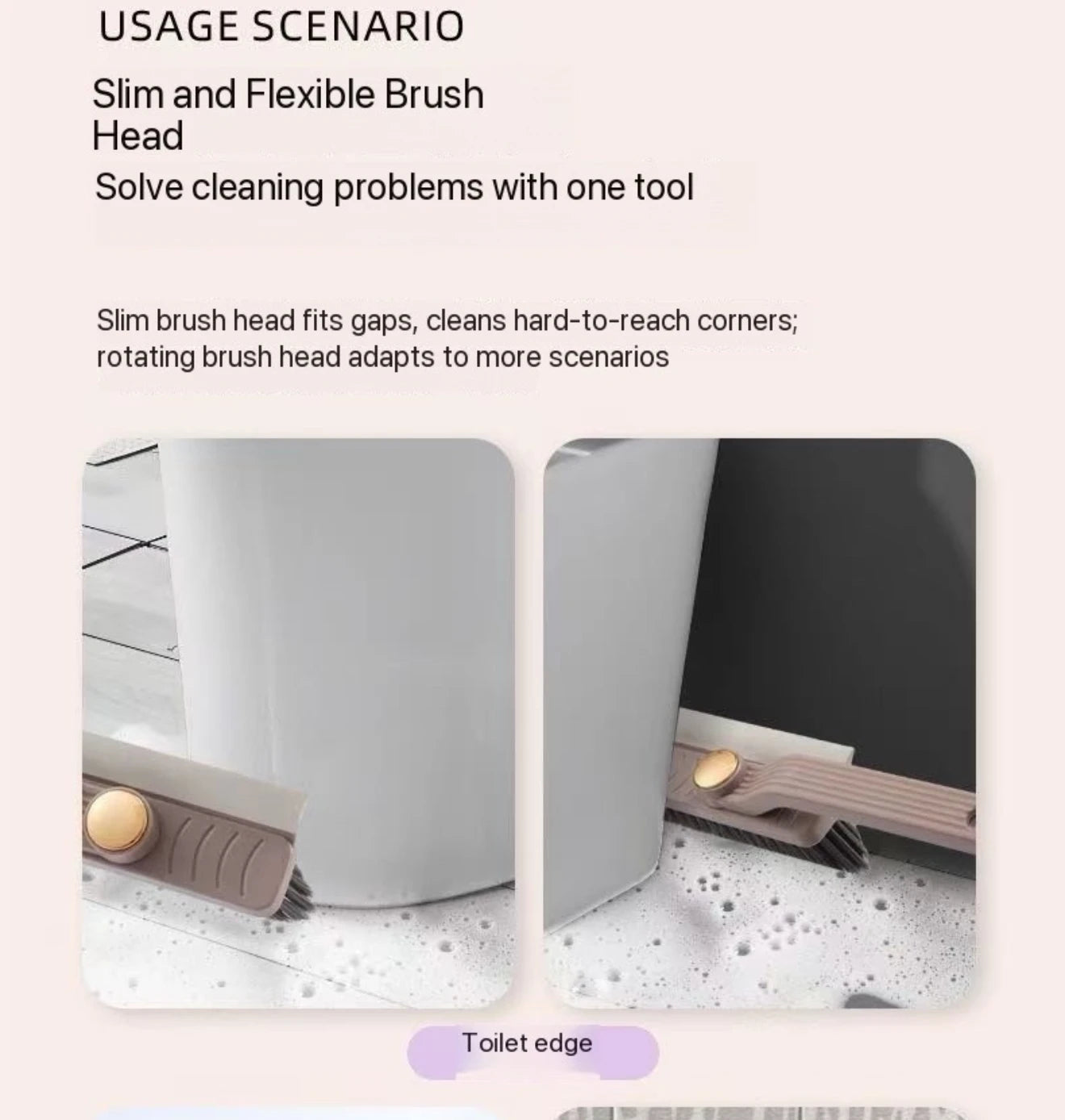 Cepillo multiusos para limpiar azulejos, con cerdas duras y rotación de 360°, ideal para suelos y paredes de baño y cocina.