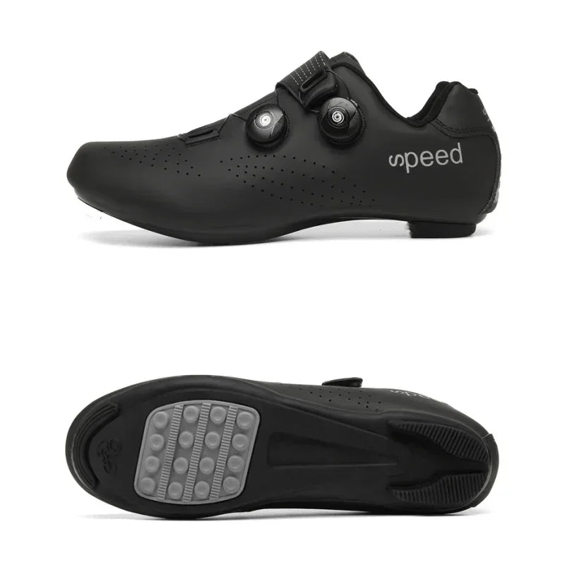 Zapatillas profesionales para hombre, ultraligeras, con doble hebilla, para ciclismo de montaña, luminosas, con calas autoblocantes