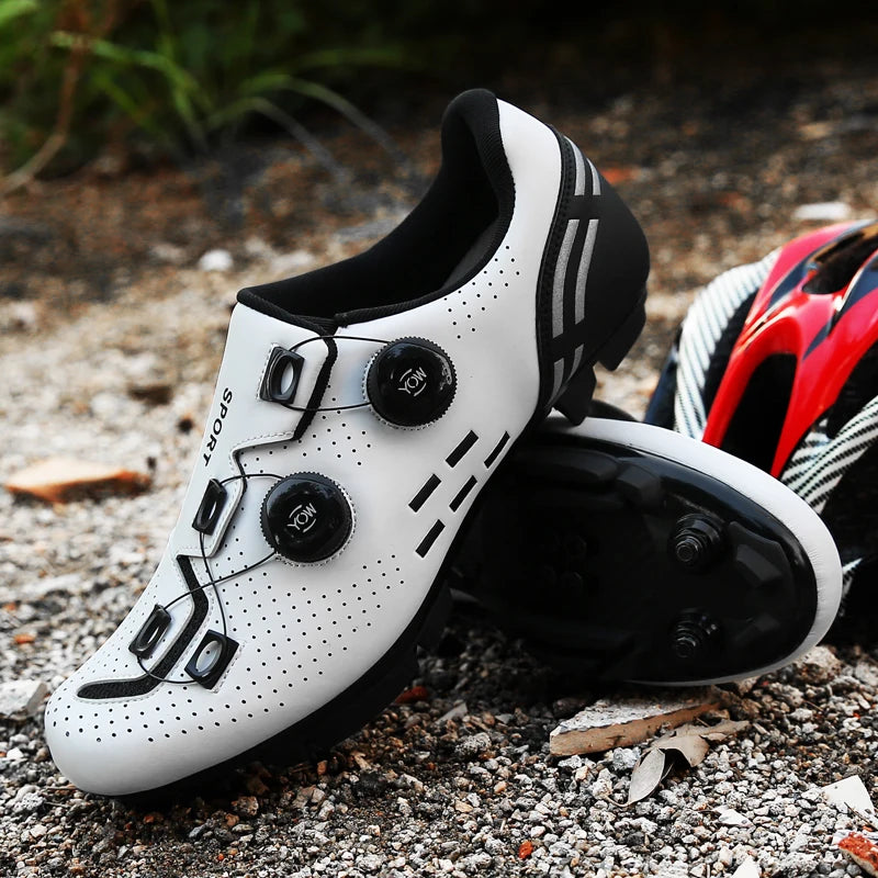 Zapatillas de ciclismo de montaña 2023 con calas para hombre y mujer, de carbono, deportivas, de velocidad, planas, SPD, para ciclismo de carretera
