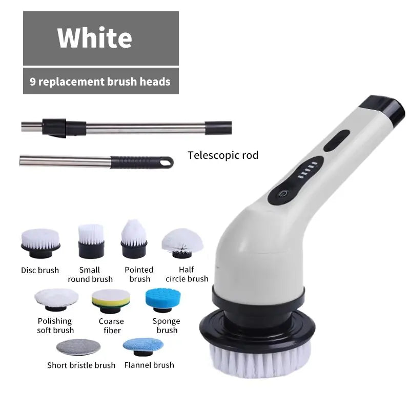 Fregador giratorio inalámbrico para el hogar, aparatos de cocina, cepillos para el cabello, escobas de baño, fregonas de inodoro, cepillo de limpieza eléctrico multiusos.