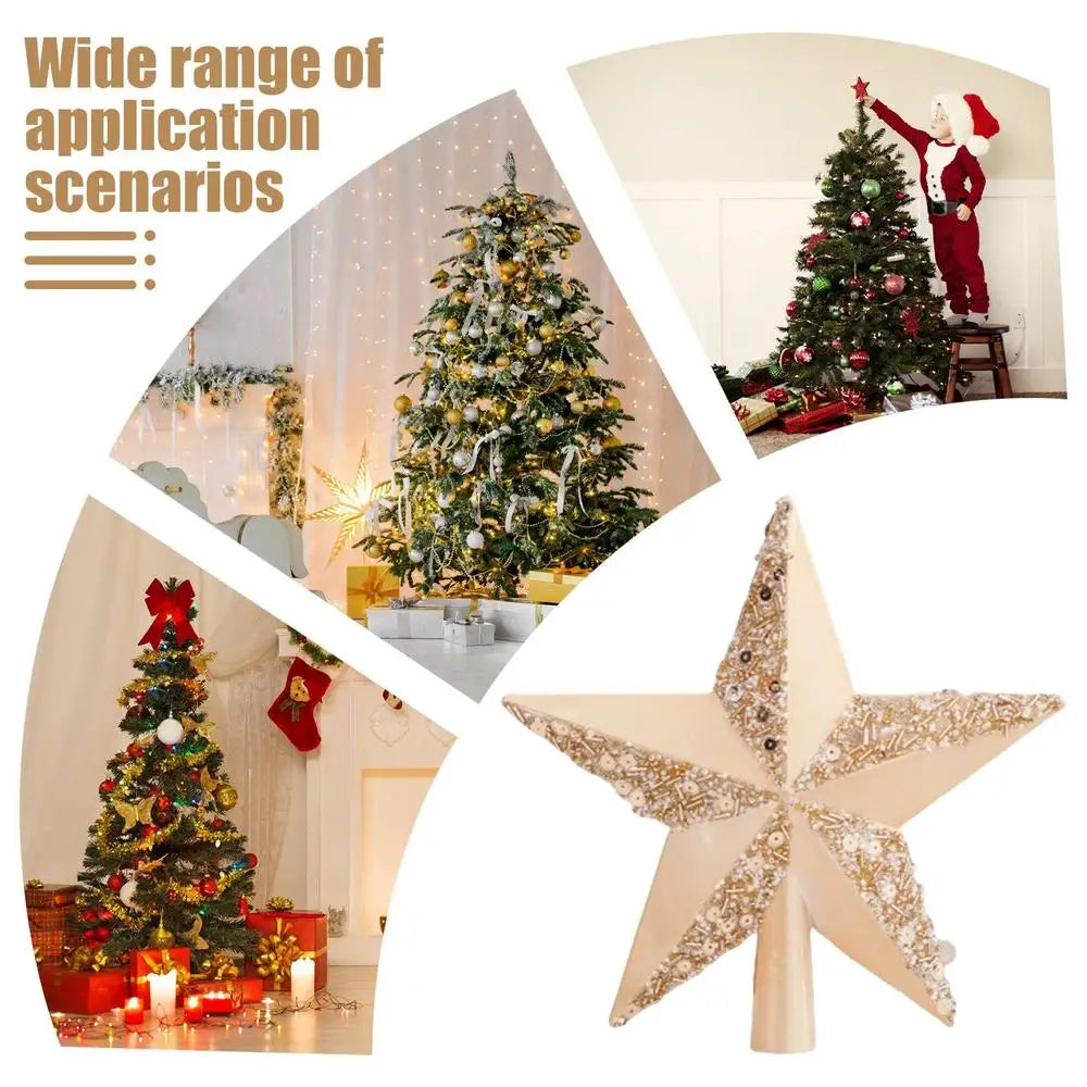 Estrella para la parte superior del árbol de Navidad, estrella 3D brillante, adorno para la parte superior del árbol, decoración navideña para el árbol de Navidad.