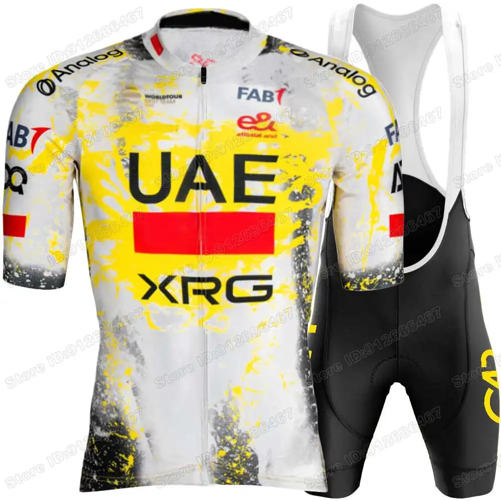 Conjunto de maillot ciclista Tadej Pogačar, campeón del mundo por equipos de los Emiratos Árabes Unidos 2025, ropa de ciclismo para hombre, camisetas de ciclismo de carretera, traje, pantalones cortos con tirantes