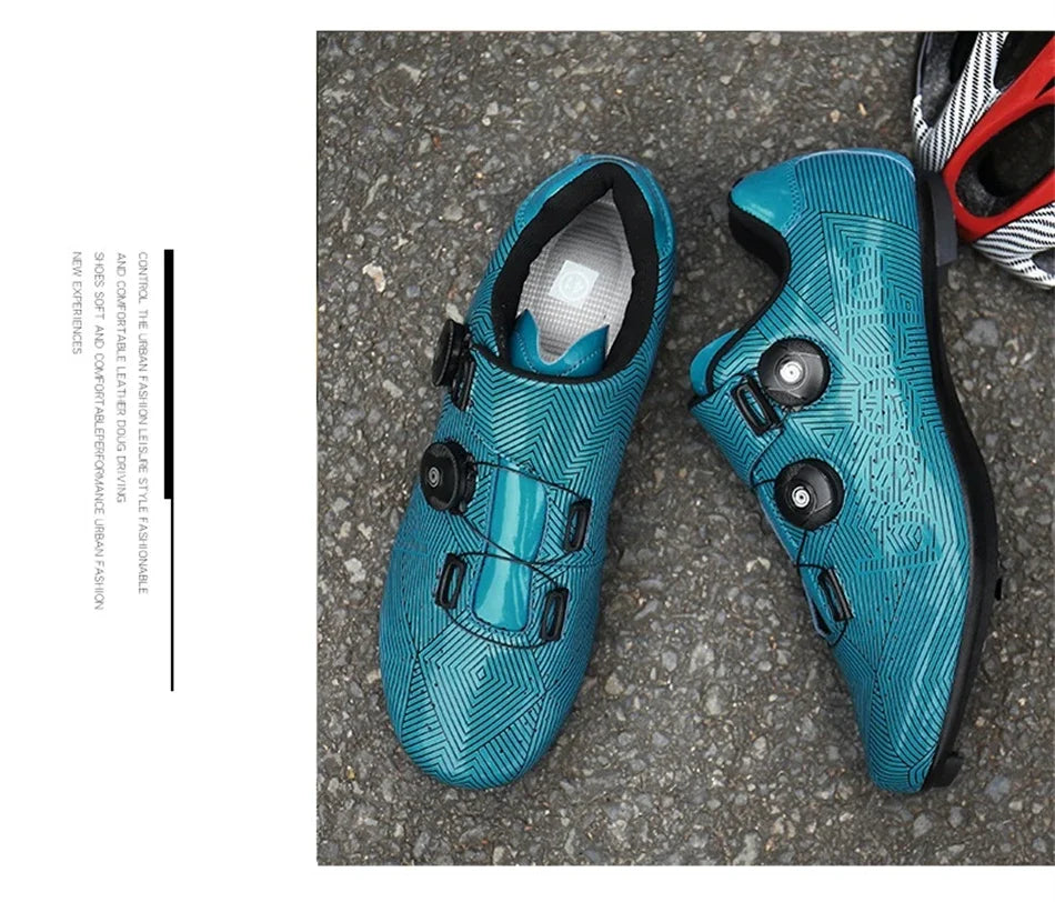 Zapatillas profesionales para hombre, ultraligeras, con doble hebilla, para ciclismo de montaña, luminosas, con calas autoblocantes