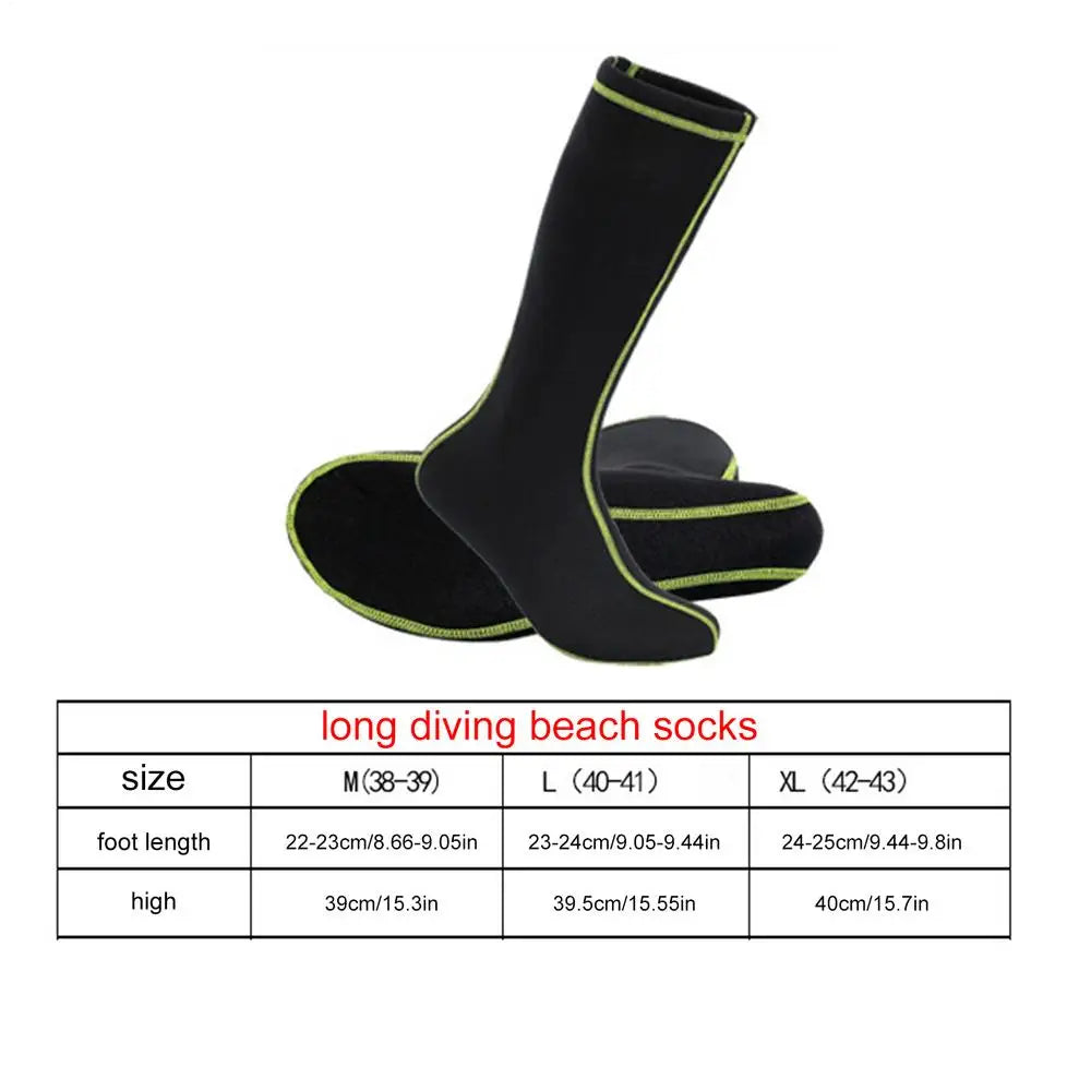 Calcetines de natación con aletas, antideslizantes, de neopreno, resistentes a la arena, elásticos, para voleibol de playa y buceo, calcetines largos de natación para deportes acuáticos al aire libre.
