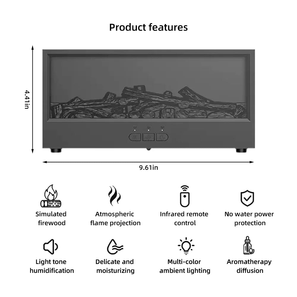 Waterless Flame Aroma Diffuser Remote Control Auto Shut Off LED Night Light Air Humidifier for Home Bedroom Office Gift Present Selectia
