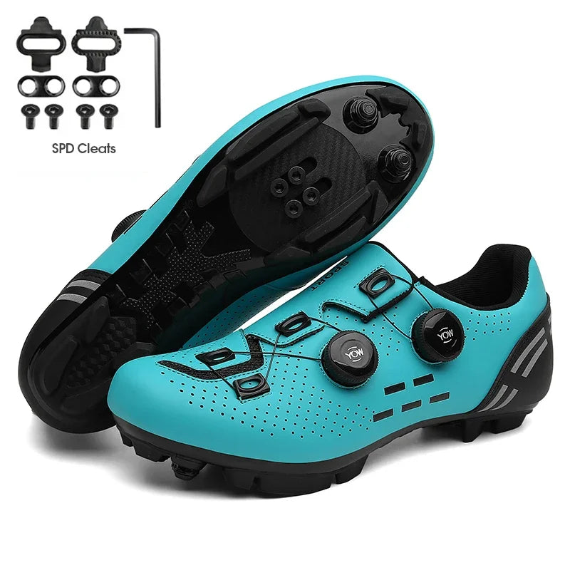 Zapatillas de ciclismo de montaña 2023 con calas para hombre y mujer, de carbono, deportivas, de velocidad, planas, SPD, para ciclismo de carretera