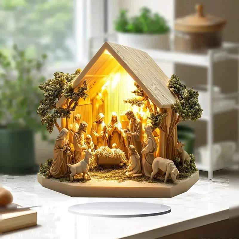 Figura de pesebre de Pascua, decoración de mesa, figura de pesebre, adorno de escritorio de madera, artesanía, decoración, iglesia, fiesta, regalo de Navidad