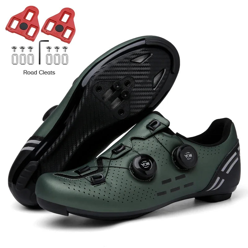 Zapatillas de ciclismo de montaña 2023 con calas para hombre y mujer, de carbono, deportivas, de velocidad, planas, SPD, para ciclismo de carretera