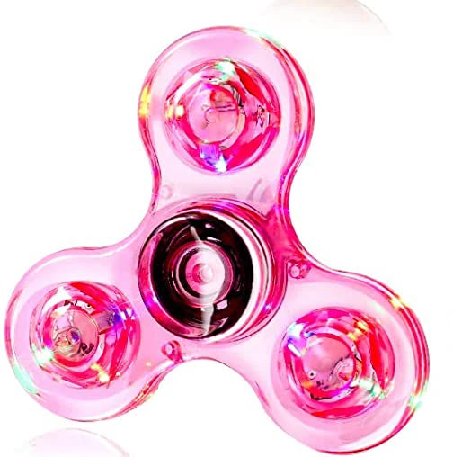 Fidget Spinner de mano con luz LED luminosa de cristal que brilla en la oscuridad, juguetes EDC para aliviar el estrés, giroscopio cinético para niños.