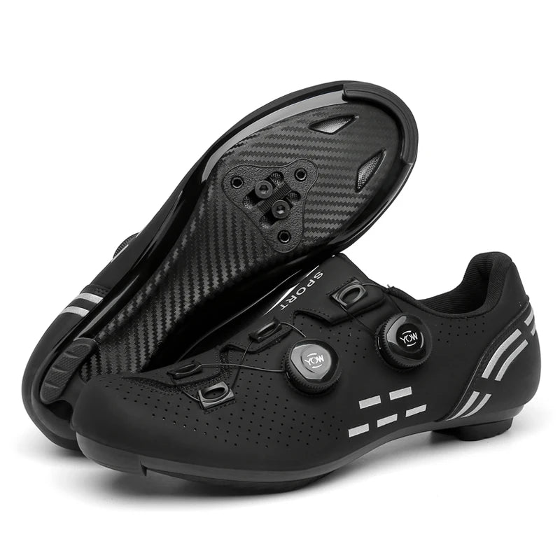 Zapatillas de ciclismo de montaña 2023 con calas para hombre y mujer, de carbono, deportivas, de velocidad, planas, SPD, para ciclismo de carretera