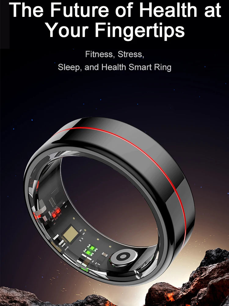 Anillo inteligente R04 2025 para hombre y mujer, con estuche de carga, monitor de salud y sueño, resistente al agua hasta 5 ATM, modo multideporte, control de cámara.