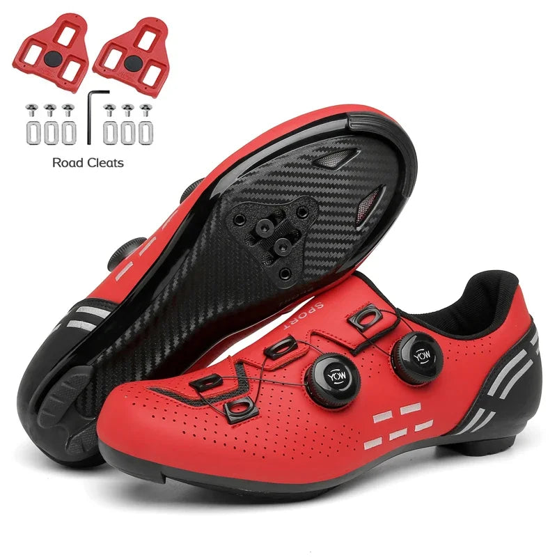 Zapatillas de ciclismo de montaña 2023 con calas para hombre y mujer, de carbono, deportivas, de velocidad, planas, SPD, para ciclismo de carretera
