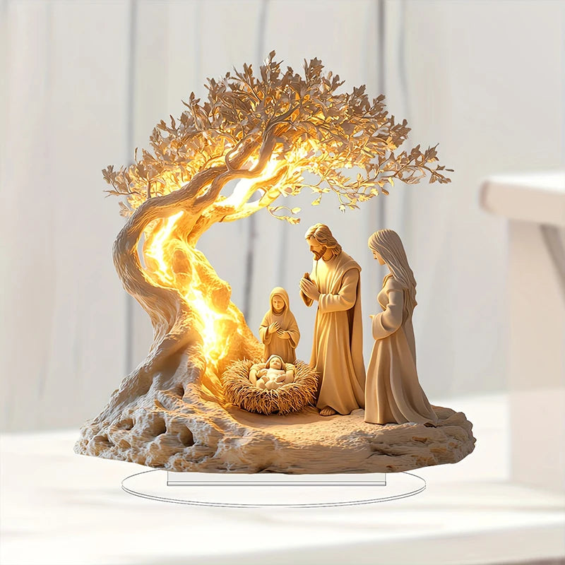 Figura de pesebre de Pascua, decoración de mesa, figura de pesebre, adorno de escritorio de madera, artesanía, decoración, iglesia, fiesta, regalo de Navidad