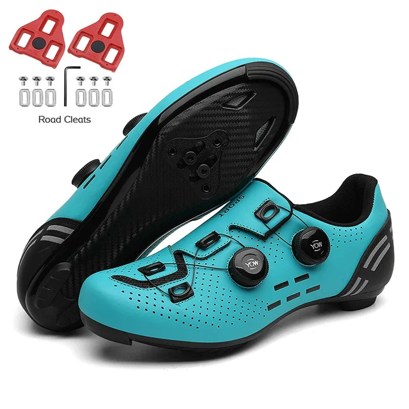 Zapatillas de ciclismo de montaña 2023 con calas para hombre y mujer, de carbono, deportivas, de velocidad, planas, SPD, para ciclismo de carretera