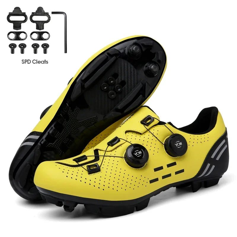 Zapatillas de ciclismo de montaña 2023 con calas para hombre y mujer, de carbono, deportivas, de velocidad, planas, SPD, para ciclismo de carretera