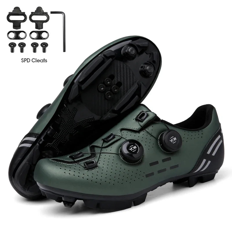 Zapatillas de ciclismo de montaña 2023 con calas para hombre y mujer, de carbono, deportivas, de velocidad, planas, SPD, para ciclismo de carretera
