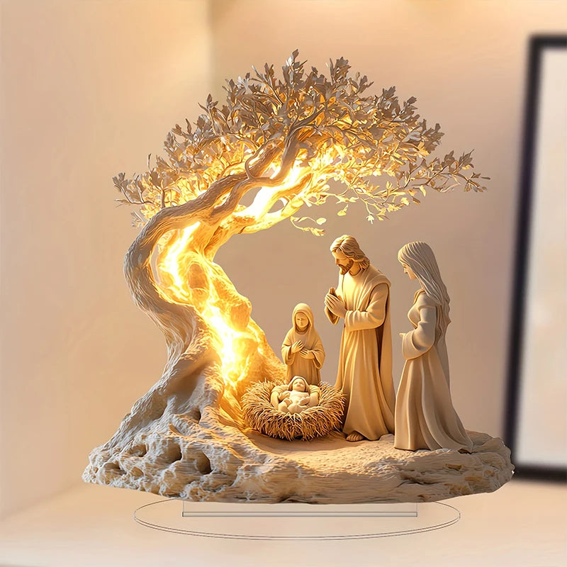 Figura de pesebre de Pascua, decoración de mesa, figura de pesebre, adorno de escritorio de madera, artesanía, decoración, iglesia, fiesta, regalo de Navidad